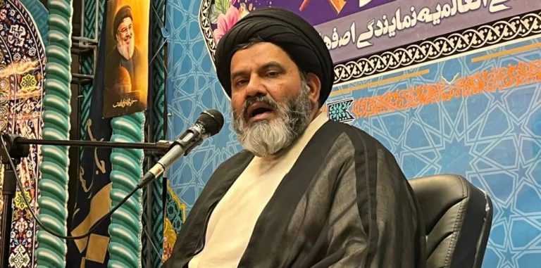 إنا على العہد” — شہید سید حسن نصر اللہؒ کی پہلی برسی پر عظیم الشان سیمینار، علامہ شفقت شیرازی کا خطاب