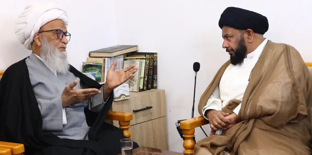 آیت اللہ العظمیٰ بشیر حسین نجفی سے ڈنمارک سے آئے مولانا سید مرید حسین نقوی کی نجف اشرف میں ملاقات