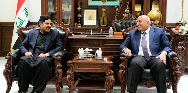 صوبائی وزیر سندھ سید ناصرحسین شاہ کی کربلا کے گورنر نصيف جاسم الخطابي سے ملاقات