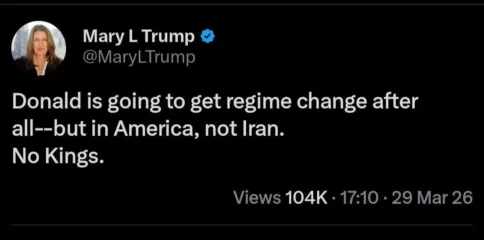 ٹرمپ کی بھتیجی کا ٹرمپ کے منہ پر جوتا: رجیم چینج امریکہ میں ہوگا، ایران میں نہیں