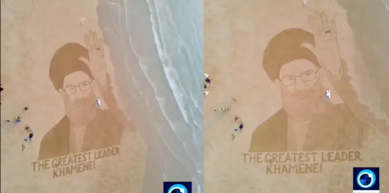 پاکستانی فنکار کا منفرد خراجِ عقیدت، ساحل پر شہید رہبرِ انقلاب آیت اللہ خامنہ ای کا شاندار پورٹریٹ