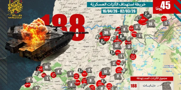 حزب اللہ کا ‘ڈیڈلی چارٹ’: 188 صیہونی ٹینکوں کا قبرستان!