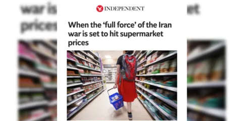 ایران جنگ کا جھٹکا دو ہفتوں میں برطانیہ پہنچے گا، سپر مارکیٹوں کی شیلفیں خالی ہونے کا خدشہ