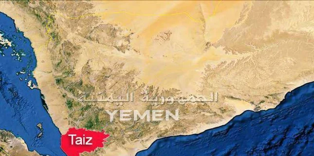 یمن کے نقشے پر صوبہ تعز