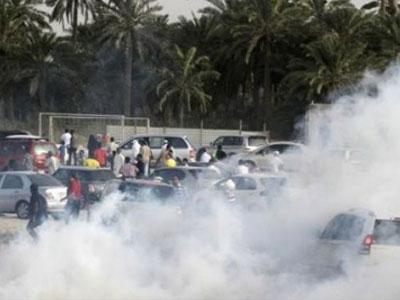 tear gas bahraini protester