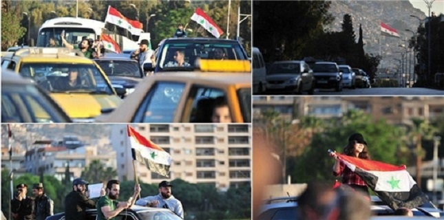 Hundreds Take to Damascus Streets to Support President Assad after US-Led Strike