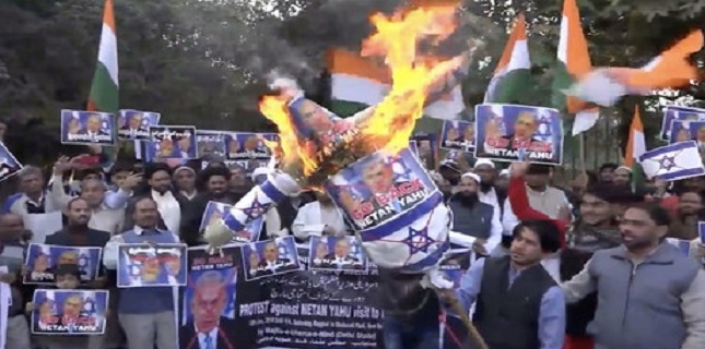 Mass Rally in New Delhi to Protest Netanyahu’s Visit to India