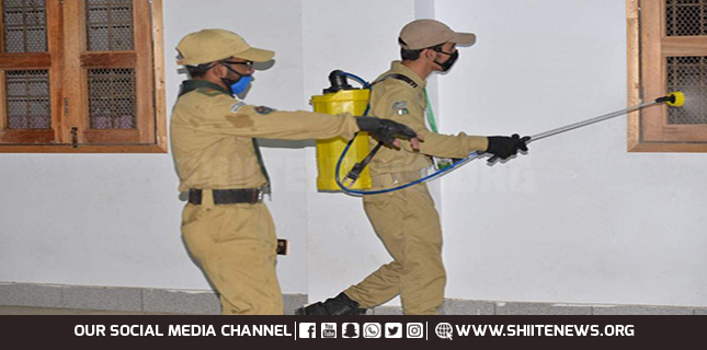 Imamia Scouts and ISO volunteers disinfect Karachi Press Club