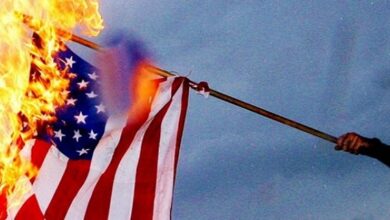 burn American flag