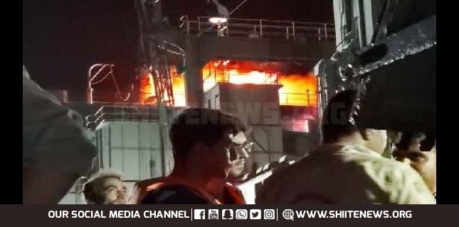 Fire breaks out in Iranian naval vessel, south of Iran