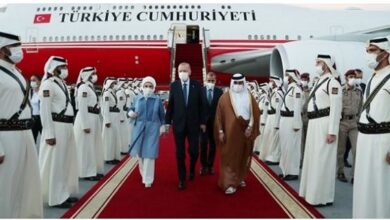 Turkish president arrives in Doha to meet with Qatari officials