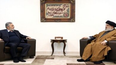 Sayyed Nasrallah Receives Islamic Jihad’s Nakhale, Palestine Tops Agenda