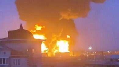 Russian oil depot near Ukraine border on fire