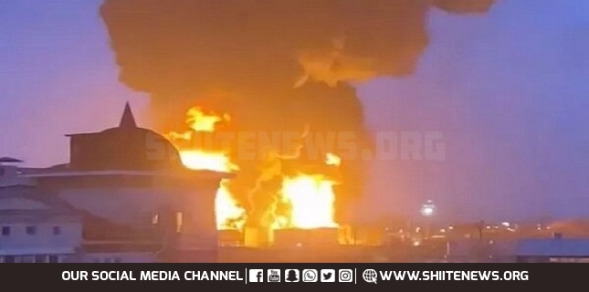 Russian oil depot near Ukraine border on fire