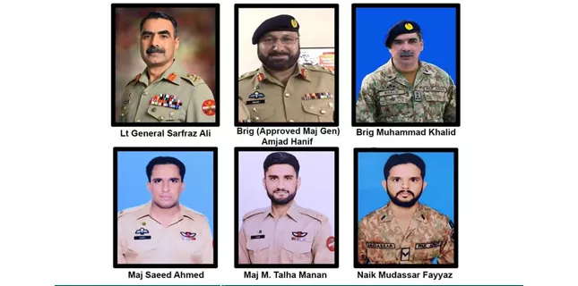 Six Army officials martyred in Lasbela chopper crash