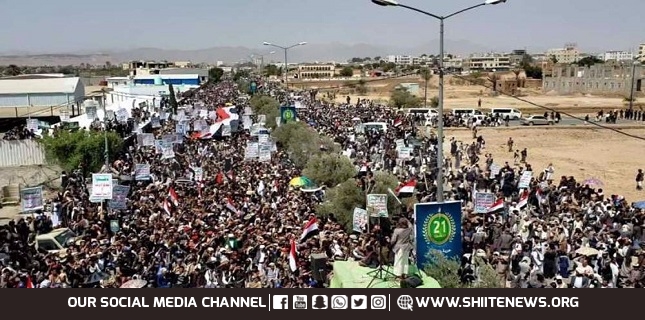 Yemenis condemn Saudi war, voice support for September 21 Revolution
