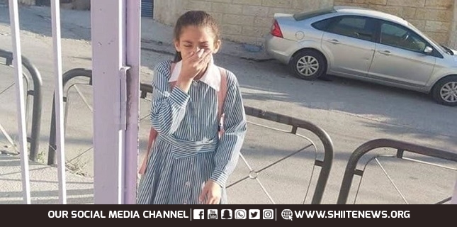Israeli terrorist police teargas school girls in Anata town