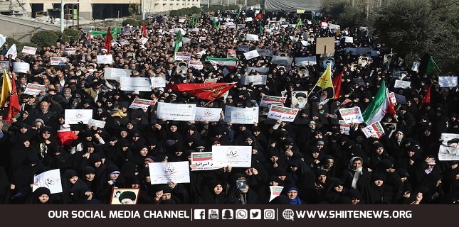 Huge crowds of people hold rallies in Tehran to denounce riots