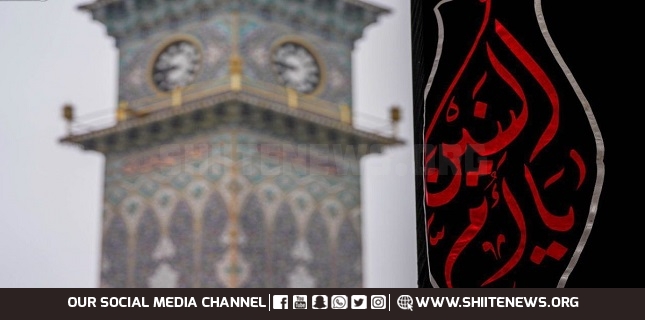Holy Shrine of Imam Ali (A.S) covered in black on the death anniversary of Lady Umm al-Binin