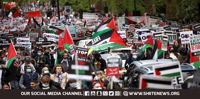 Thousands rally in London in solidarity with Palestinians against Israel