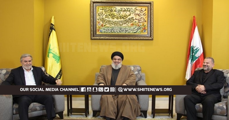Nasrallah Welcomes Nakhala, Arouri Daily Coordination in Face of Zionist Aggression