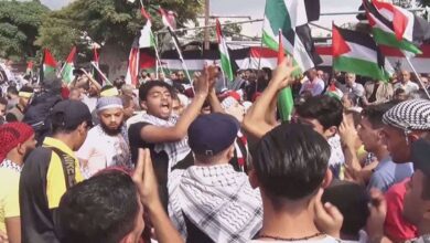 A human flood in Damascus in support for the al-Aqsa Flood in Gaza