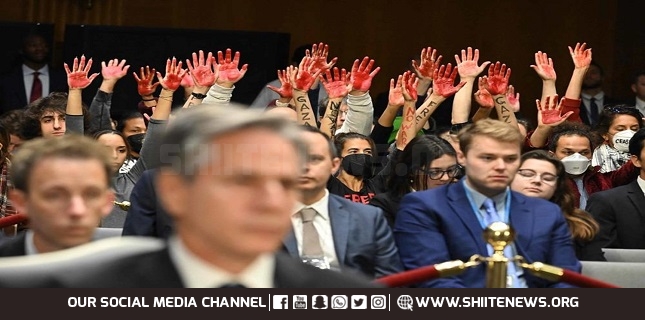 Anti-Gaza Massacres Protesters Interrupt Antony Blinken during a Senate Hearing