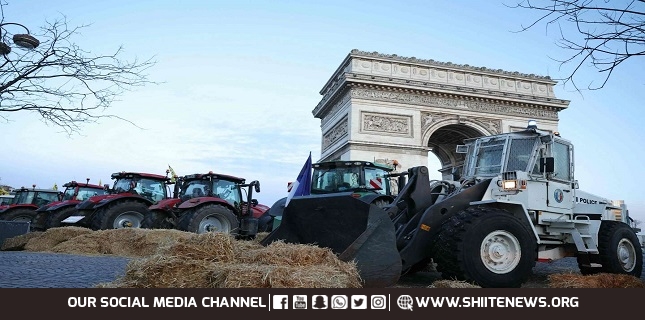 French farmers storm Paris's Arc de Triomphe to 'save French agriculture'