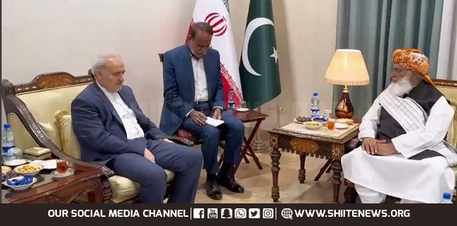 Maulana Fazlur Rehman meets Iranian ambassador, pays tribute to Iran on Palestine issue